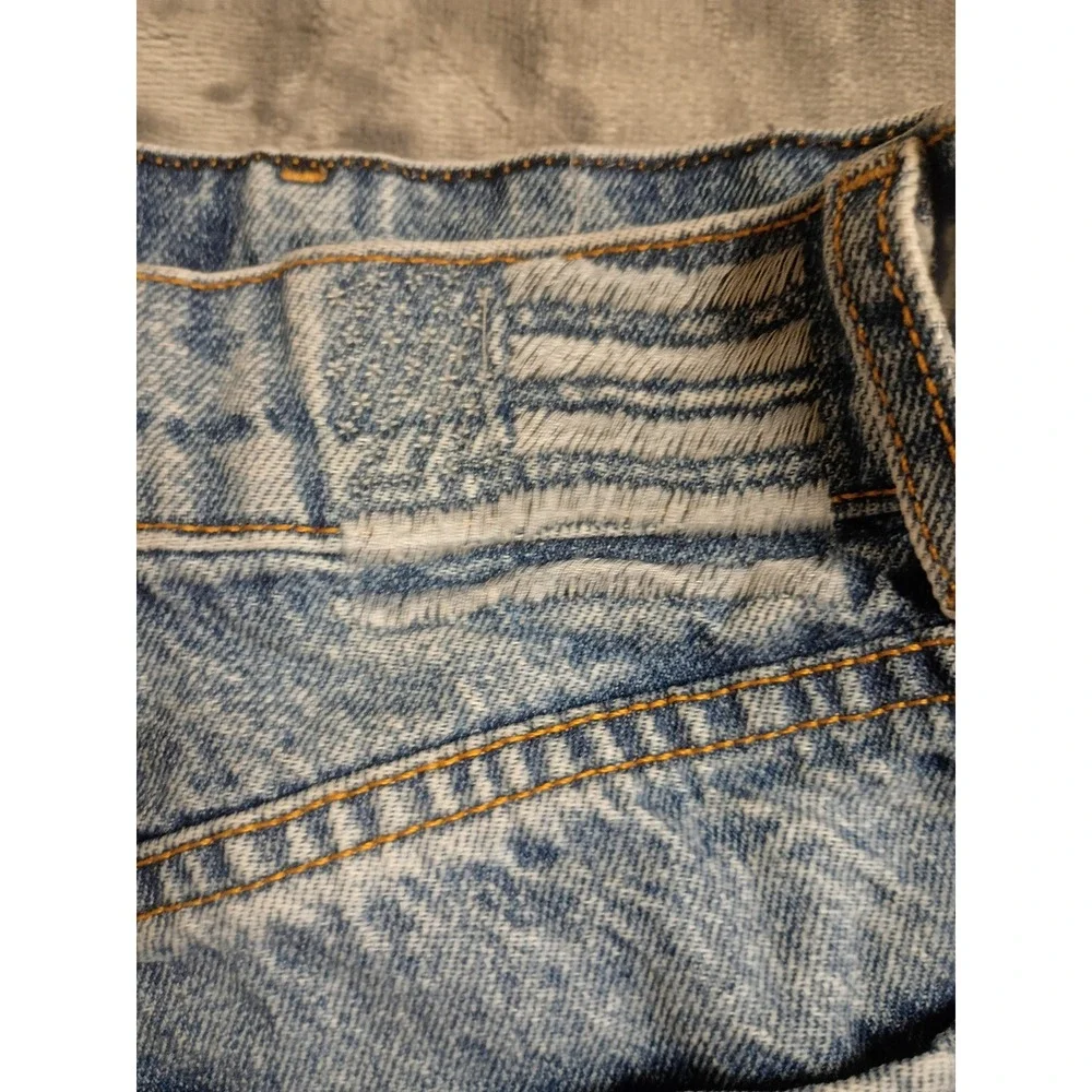 Revice Denim Two Tone Shorts Womens 27 Blue High Rise Zipper Cut Off Distressed